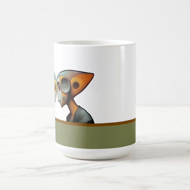 Sie steckten ihre Köpfe zusammen Kaffeetasse (Mittel)