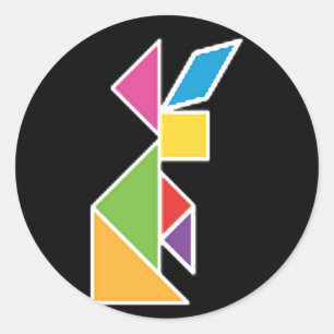 sie tangram rabbit Kaninchen Runder Aufkleber