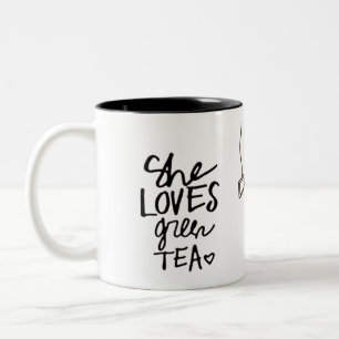 sie Tasse des grünen Tees der Lieben