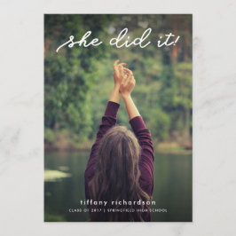 Sie tat es | Abschluss-Party einlädt mit Foto Einladung