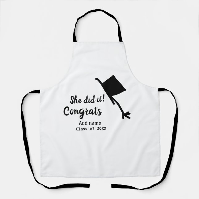 Sie tat es Glückwunsch Abschluss geben Studentenna Schürze (Vorderseite)