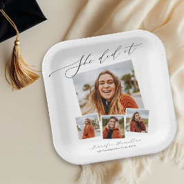 Sie tat es Minimalistisch Foto Grad Party Pappteller