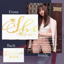 Sie tat es Party Einladung 1 Foto Foil Card