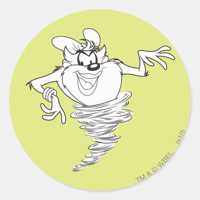 Sie-Teufel Schwarz-Weiß Runder Aufkleber (Vorderseite)