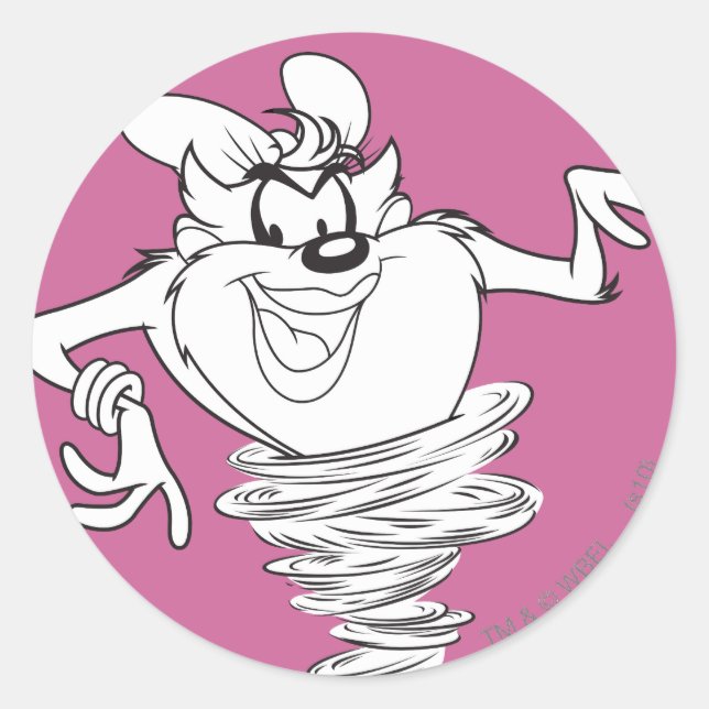 Sie-Teufel Schwarz-Weiß Runder Aufkleber (Vorderseite)