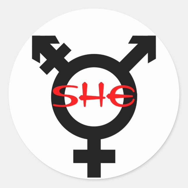 Sie Transgender Runder Aufkleber (Vorderseite)
