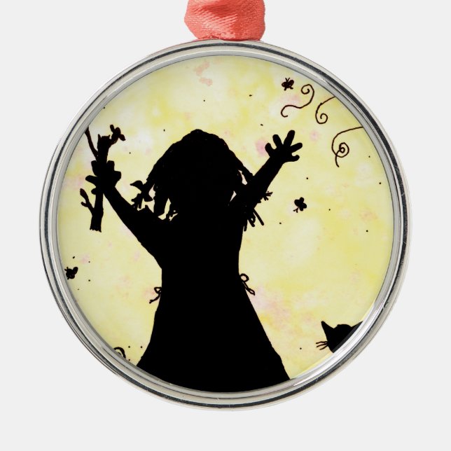 Sie träumt von Magie auf dem Mond Ornament Aus Metall (Vorne)