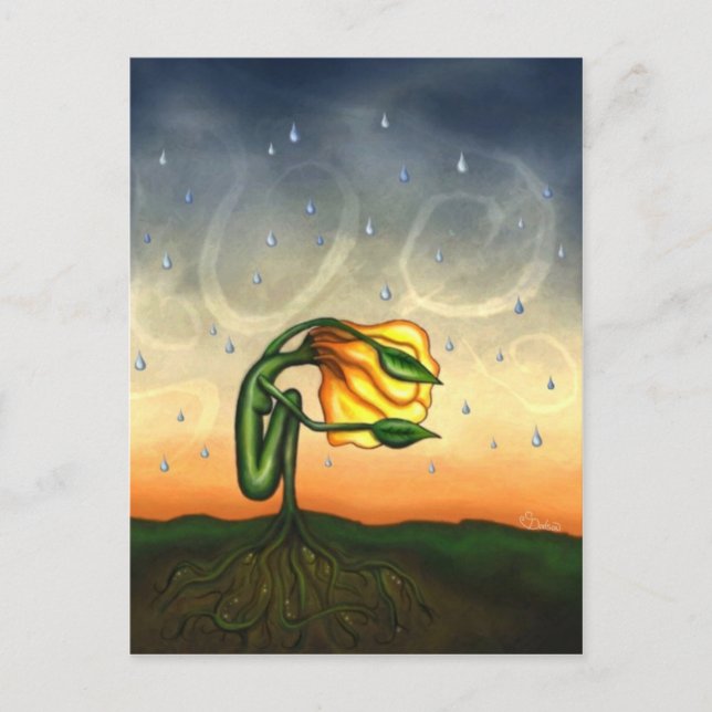 Sie träumt von sonnigen Tagen Postkarte (Vorderseite)