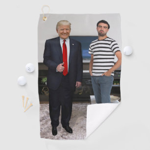 Sie treffen Präsident Donald Trump Foto hinzufü Golfhandtuch
