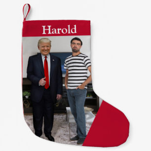 Sie treffen Präsident Donald Trump Foto hinzufü Kleiner Weihnachtsstrumpf