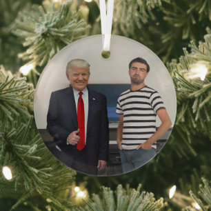 Sie treffen Präsident Donald Trump Foto hinzufüg Ornament Aus Glas