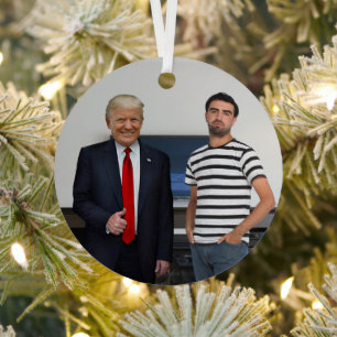 Sie treffen Präsident Donald Trump Foto hinzufüg Ornament Aus Metall