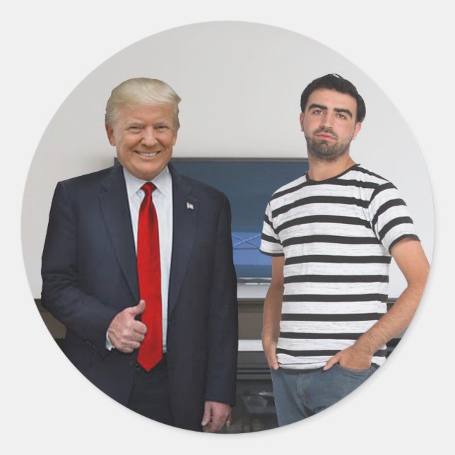 Sie treffen Präsident Donald Trump | Foto hinzufüg Runder Aufkleber (Vorderseite)