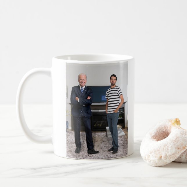 Sie treffen Präsident Joe Biden | Foto hinzufügen Kaffeetasse (Mit Donut)