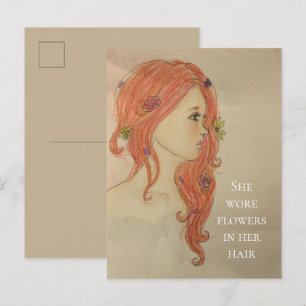Sie trug Blumen im Haar Postkarte