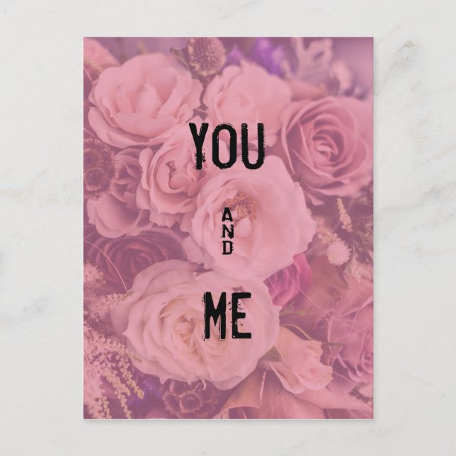 "Sie u. ich" romantische Rosen Postkarte (Vorderseite)
