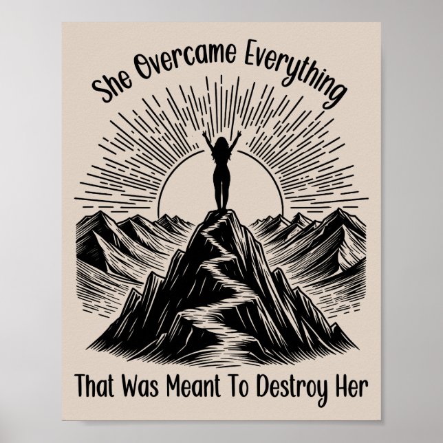 Sie überwand die Kunst der Berglinie Poster (Vorne)