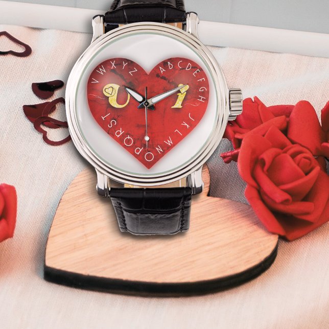 Sie und ich - Alphabet-Spiel auf einem roten Herz Armbanduhr (Von Creator hochgeladen)