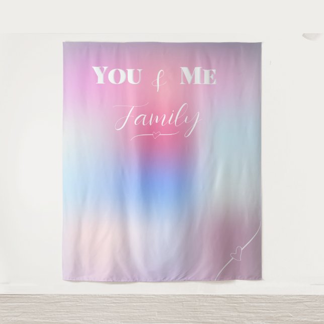 Sie und ich Familie Moderne Farben Wandteppich (Vorderseite)