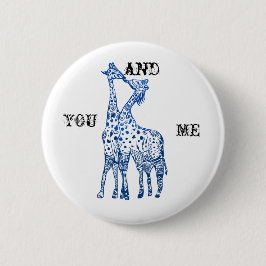 Sie und ich Girafes Kiss Round Abzeichen Button