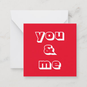 Sie und ich moderne Typografie in Rot und Weiß nie Mitteilungskarte