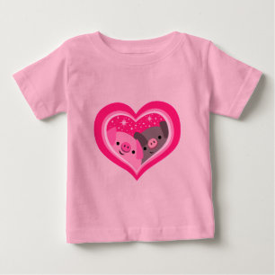 Sie und ich (Niedliche Schweine des Cartoon) Baby  T-shirt