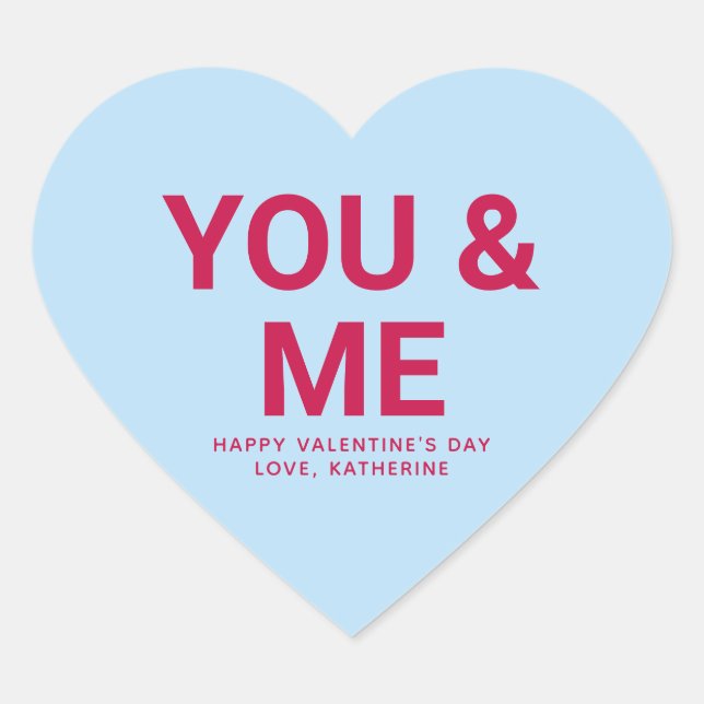 Sie und ich niedliche Valentinstag-Konversation Herz-Aufkleber (Vorderseite)