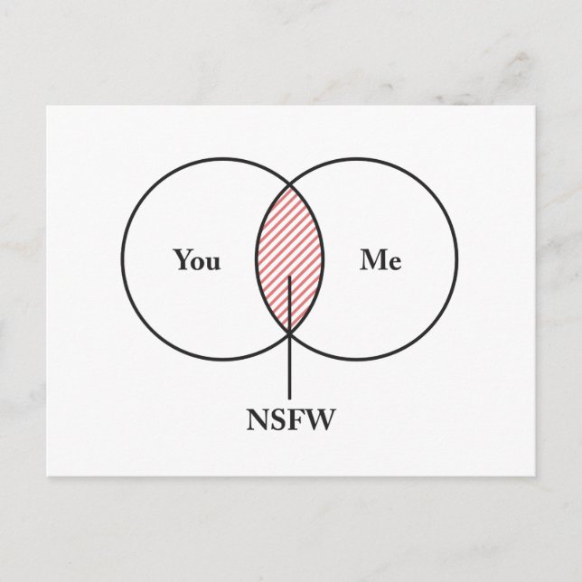 Sie und ich NSFW-Venn-Diagramm Postkarte (Vorderseite)