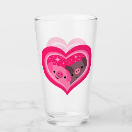 Sie und ich (Schweine mit Niedlichem Cartoon) Glas