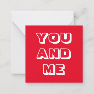 Sie und Me rot-weiß moderne, fette Typografie nied Mitteilungskarte