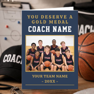 Sie verdienen eine Medaille Trainer Foto Basketbal Dankeskarte