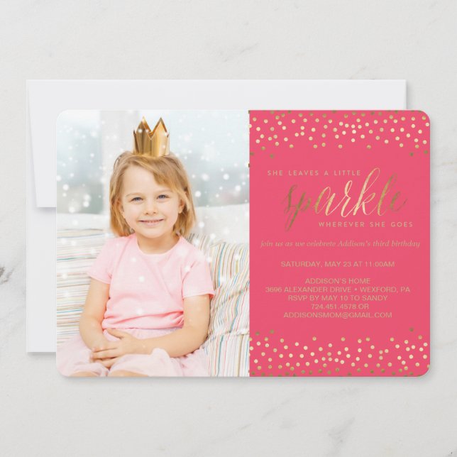 Sie Verlasst ein wenig Sparkle KINDERGEBURTSTAG IN Einladung (Vorderseite)