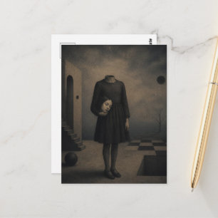 Sie verlor ihren Kopf Surrealistische dunkle Fanta Postkarte