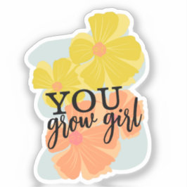 Sie wachsen Girl Hand gezeichnete Florals Script-P Aufkleber