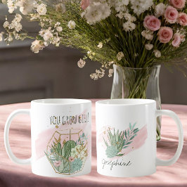Sie wachsen Girl Pflanze Lover Pun Succulents Glit Kaffeetasse