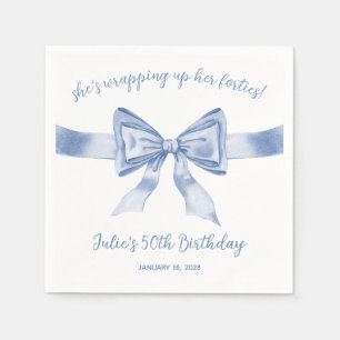 Sie wackelt ihre Vierzig auf! Blue Bow Birthday Serviette