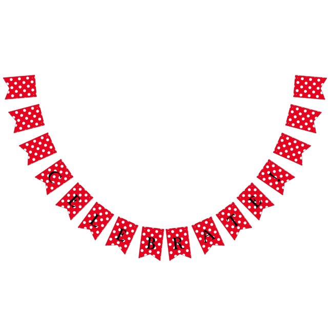 Sie wählen Hintergrundfarbe & weiße Polka Punkte. Wimpelkette (Alle)