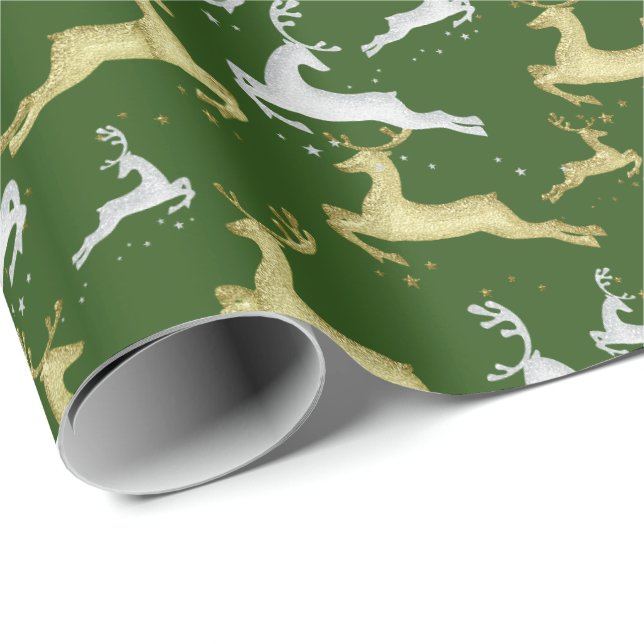 SIE WÄHLEN HINTERGRUNDFARBMELDER UND Goldhirsche Geschenkpapier (Rolleneckpunkt)