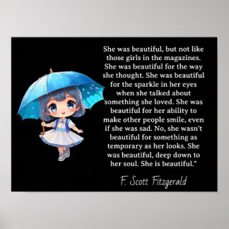Sie war schön === F.Scott Fitzgerald Zitat Poster