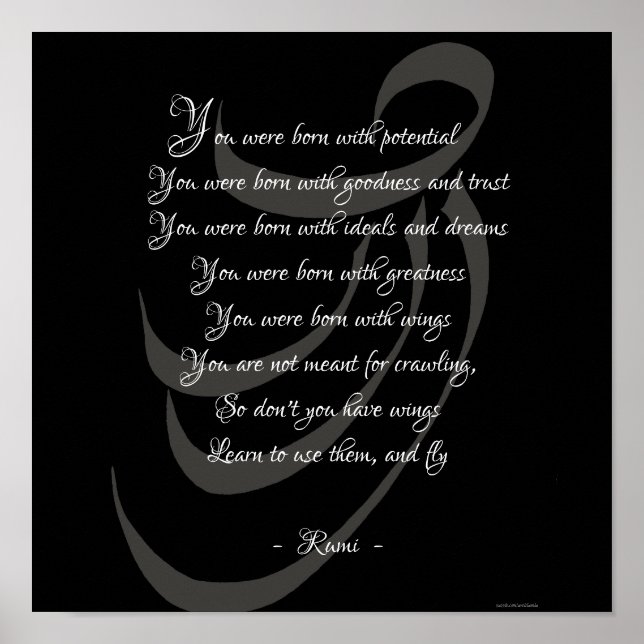 Sie waren geboren mit Flügeln Rumi Weisheit Poster (Vorne)