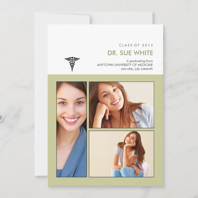 Sie waren gerahmt Caduceus Medical Abschluss Einladung (Vorderseite)