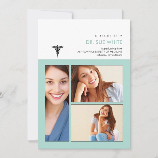 Sie waren gerahmt Caduceus Medical Abschluss Inv Einladung (Vorderseite)