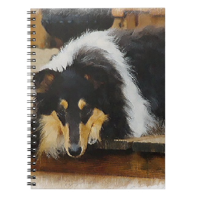 Sie wartet Tri Color Collie Notizblock (Vorderseite)