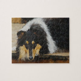 Sie wartet Tri Color Collie Puzzle