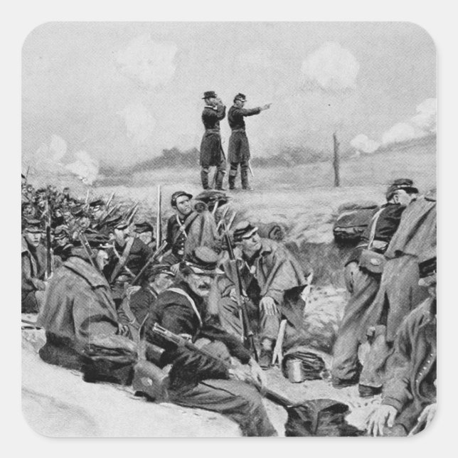 Sie warteten auf den Befehl zum Anklage Quadratischer Aufkleber (Vorderseite)