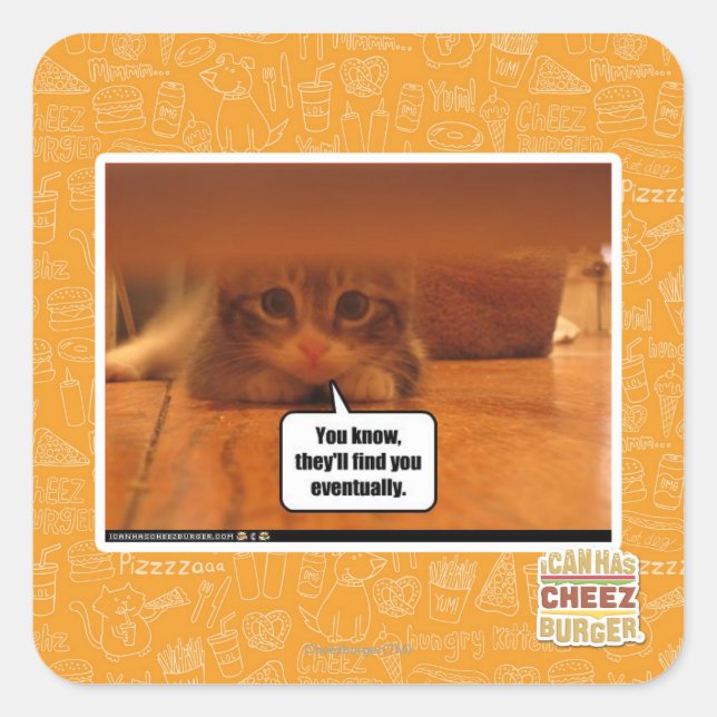 Sie werden dich finden quadratischer aufkleber (Vorderseite)
