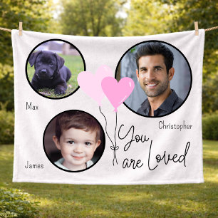 Sie werden geliebt Personalisiertes Foto Herz Ball Fleecedecke