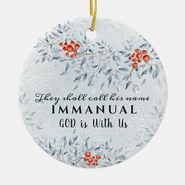 Sie werden seinen Namen Immanuel nennen, Weihnacht Keramik Ornament (Vorne)