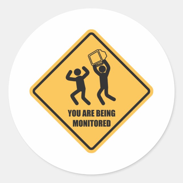 Sie werden überwacht runder aufkleber (Vorderseite)