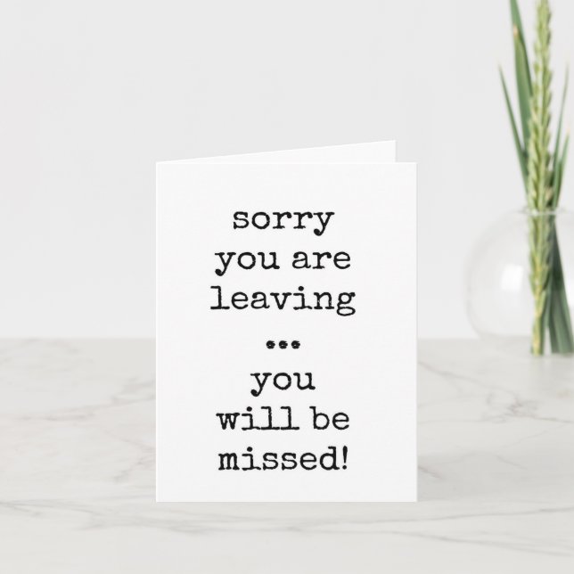 Sie werden vermisst, Verlassend Kollege, Abschieds Karte (Vorderseite)